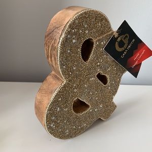NWT Casa Decor Wood + Gold Ampersand Sign (&) Home/Desk Decor
